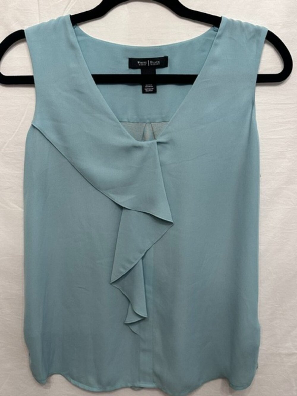 White House Black Market Women's Small Mint Sleeveless Ruffle Blouse Career Top